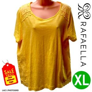 Lace Eyelet Embellished Sunshine Yellow Pullover Tee